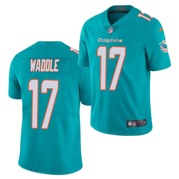 Men's Miami Dolphins #17 Jaylen Waddle 2021 Aqua Vapor Untouchable Limited Stitched NFL Jersey